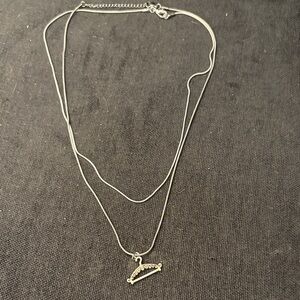 Silver Double-Layer Necklace with Crown Pendant - Women Jewelry